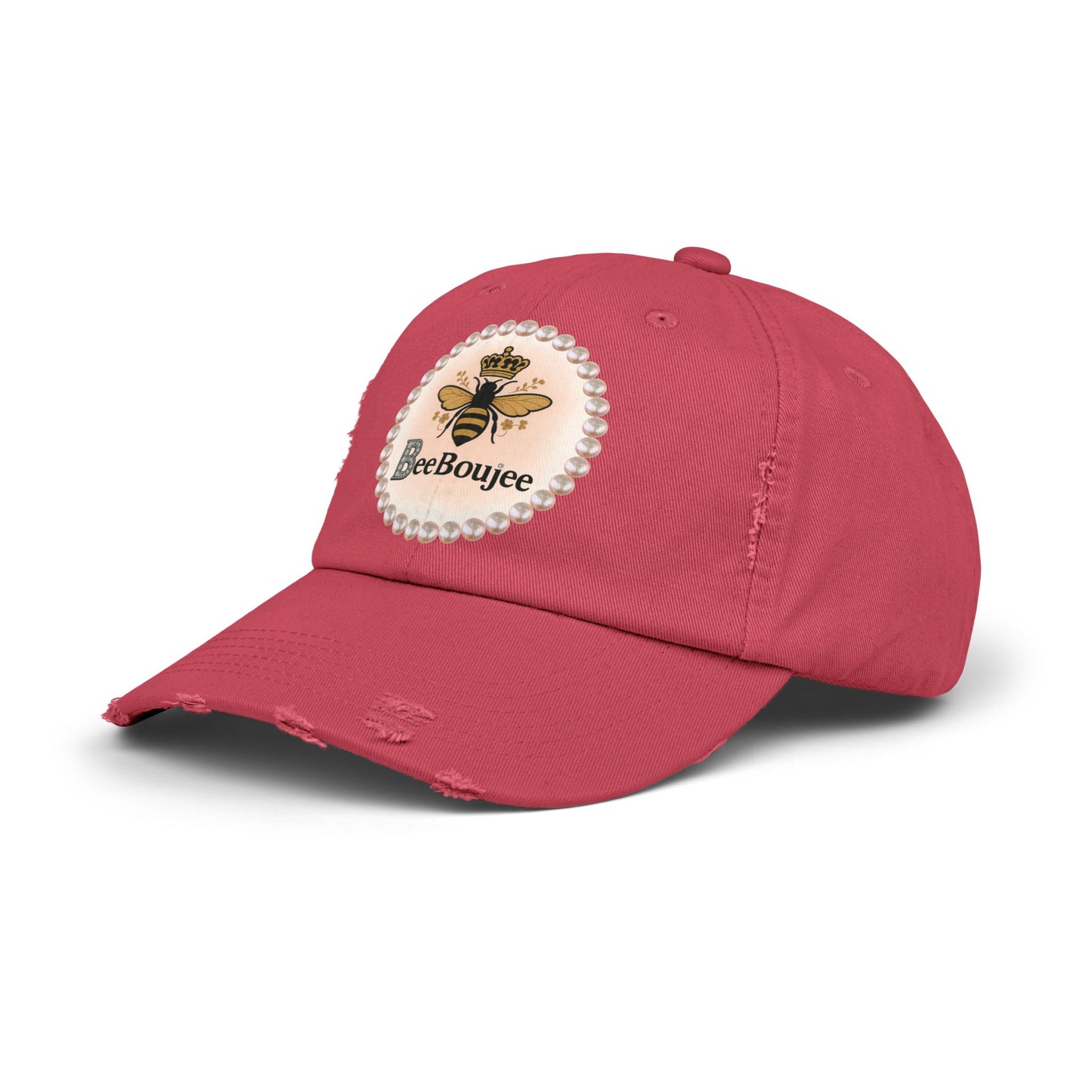 Bee Boujee Distressed Pearl-Emblem Cap