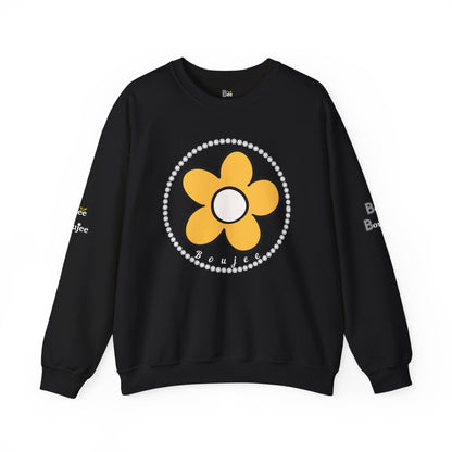 Boujee Flower Yellow White - Heavy Blend™ Dark Colors Crewneck Sweatshirt