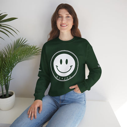 Boujee Smiley Face White - Heavy Blend™ Dark Colors Crewneck Sweatshirt