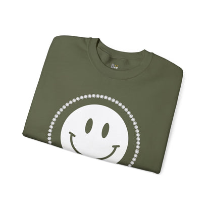 Boujee Smiley Face White - Heavy Blend™ Dark Colors Crewneck Sweatshirt