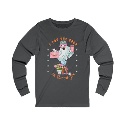 Halloween Booo in Boooujee - Jersey Long Sleeve Tee BROWN SKIN TONE