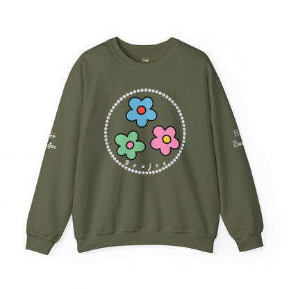 Boujee Mini Flowers Blue Green Pink - Heavy Blend™ Dark Colors Crewneck Sweatshirt
