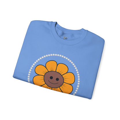 Boujee Flower Smiley Face Gold Brown - Heavy Blend™ Light Colors Crewneck Sweatshirt