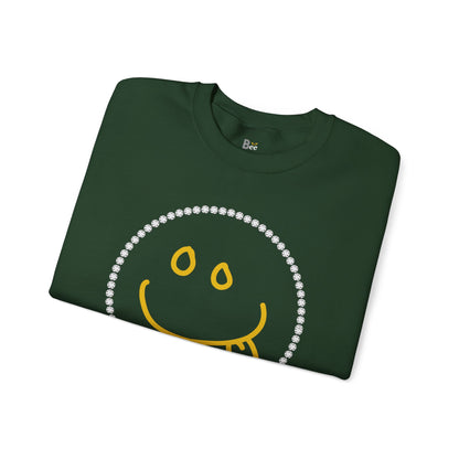 Boujee Smiley Goofy Face - Heavy Blend™ Dark Colors Crewneck Sweatshirt