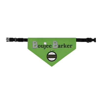Boujee Barker Bandana GREEN - Pet Collar MEDIUM