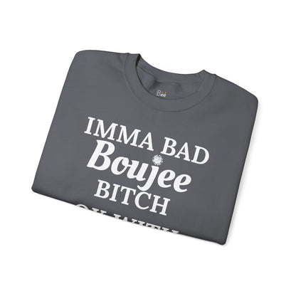 Imma Bad Boujee Bitch Ok With "Beeing" Alone - Heavy Blend™ Dark Colors Crewneck Sweatshirt