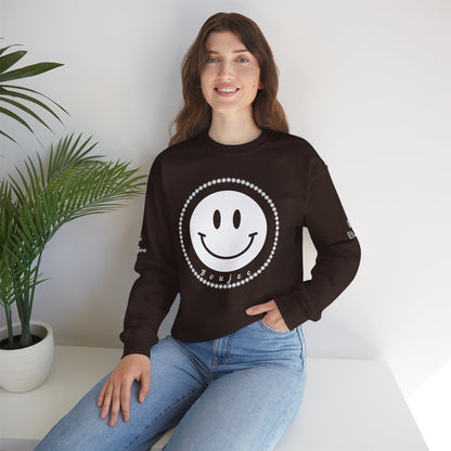 Boujee Smiley Face White - Heavy Blend™ Dark Colors Crewneck Sweatshirt