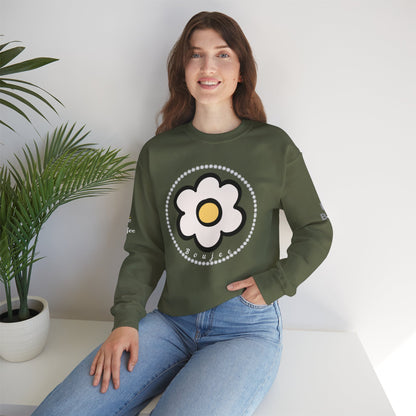 Boujee White Gold Flower White - Heavy Blend™ Dark Colors Crewneck Sweatshirt