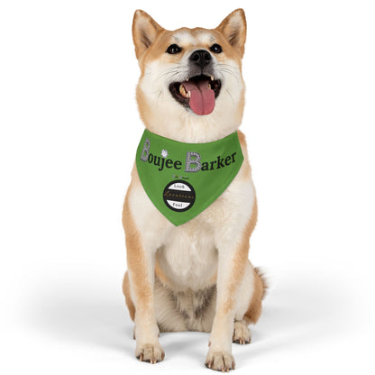 Boujee Barker Bandana GREEN - Pet Collar MEDIUM