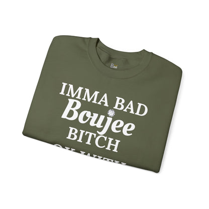 Imma Bad Boujee Bitch Ok With "Beeing" Alone - Heavy Blend™ Dark Colors Crewneck Sweatshirt