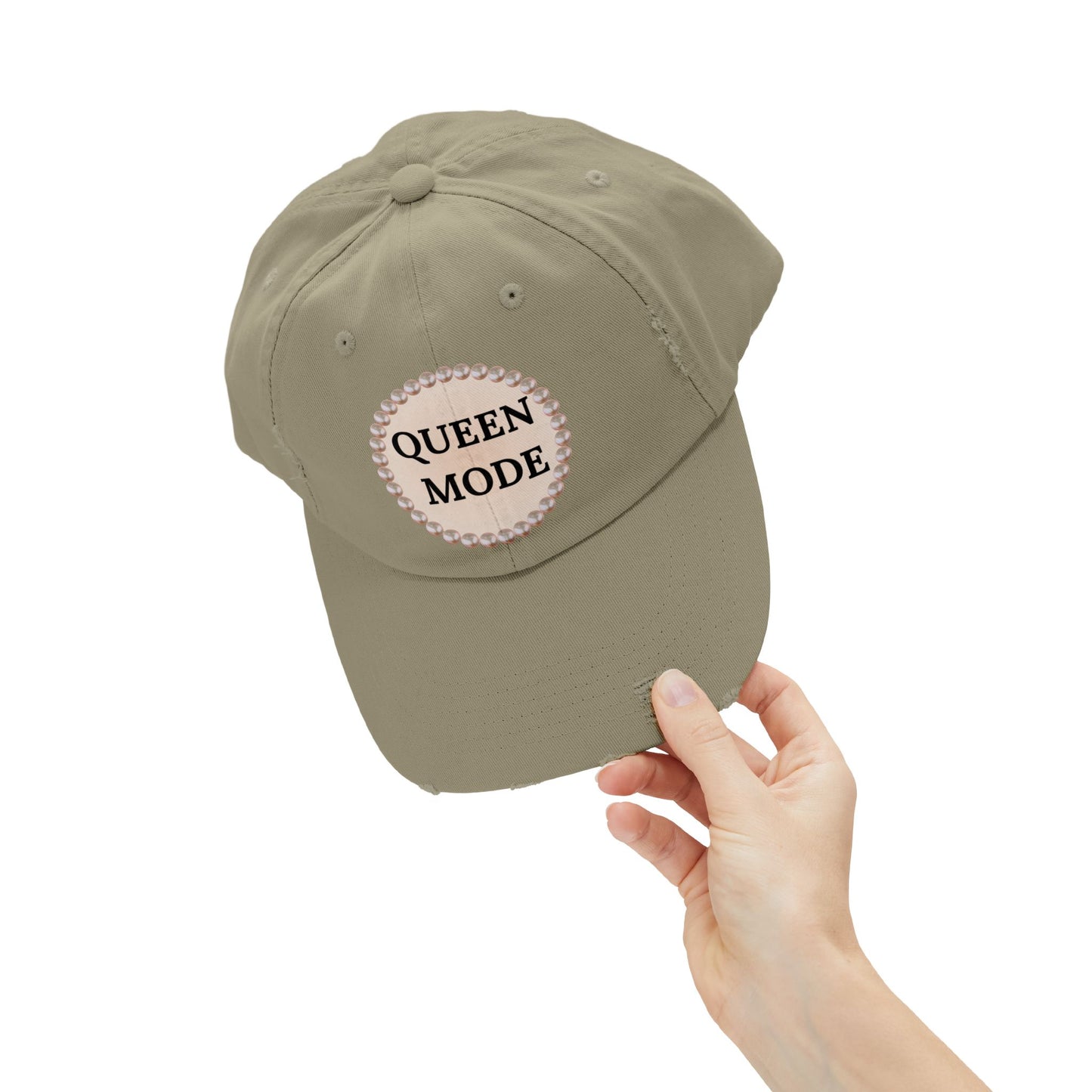 Queen Mode - Distressed Pearl-Emblem Cap
