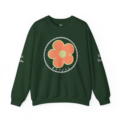 Boujee Flower Orange Green - Heavy Blend™ Dark Colors Crewneck Sweatshirt