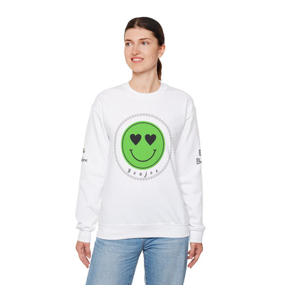Boujee Smiley Face Heart Eyes Green - Heavy Blend™ Light Colors Crewneck Sweatshirt