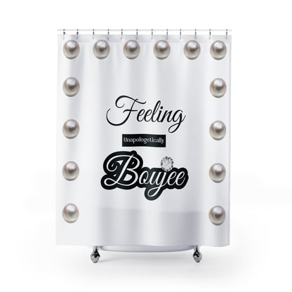 Feeling Boujee - Shower Curtain WHITE with PEARLS