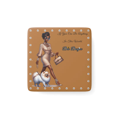 Bee Boujee in PEARLS - Porcelain Magnet 02, Square BROWN