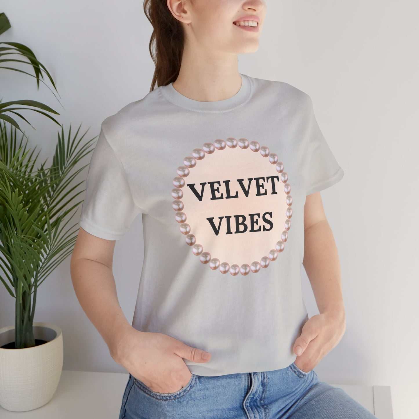 Velvet Vibes Pearl-Framed Luxe Tee
