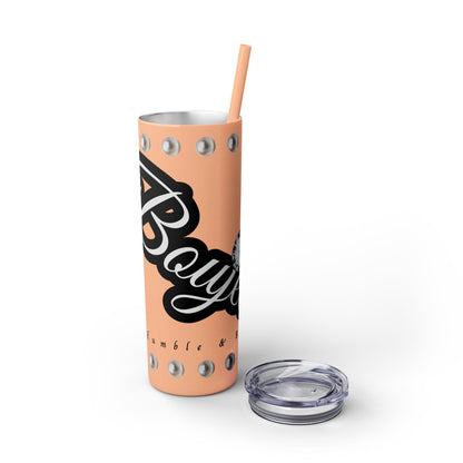 Boujee Yet Humble & Basic in PEARLS - Skinny Tumbler with Straw, 20oz