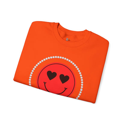 Boujee Smiley Face Heart Eyes Red - Heavy Blend™ Light Colors Crewneck Sweatshirt