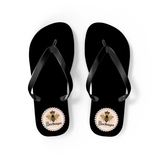 Bee Boujee BLACK Flip Flops - MEDIUM