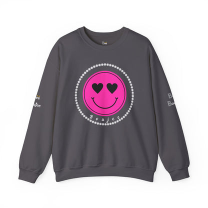 Boujee Smiley Face Pink Heart Eyes - Heavy Blend™ Dark Colors Crewneck Sweatshirt