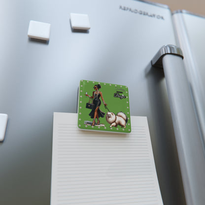 Feeling Boujee in PEARLS - Porcelain Magnet 02, Square GREEN