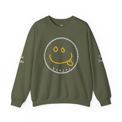 Boujee Smiley Goofy Face - Heavy Blend™ Dark Colors Crewneck Sweatshirt