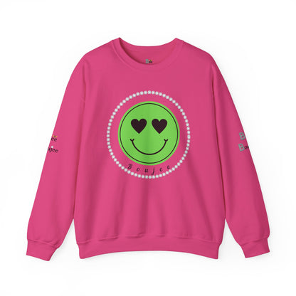 Boujee Smiley Face Heart Eyes Green - Heavy Blend™ Light Colors Crewneck Sweatshirt