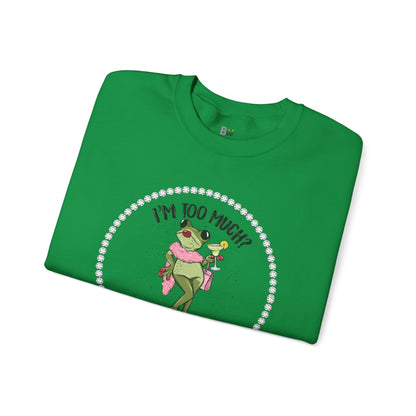 Boujee Frog I'm Too Much Go Find Less with Martini - Heavy Blend™ Light Colors Crewneck Sweatshirt