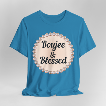 CUSTOMIZABLE Boujee & Blessed Pearl Emblem Jersey Tee
