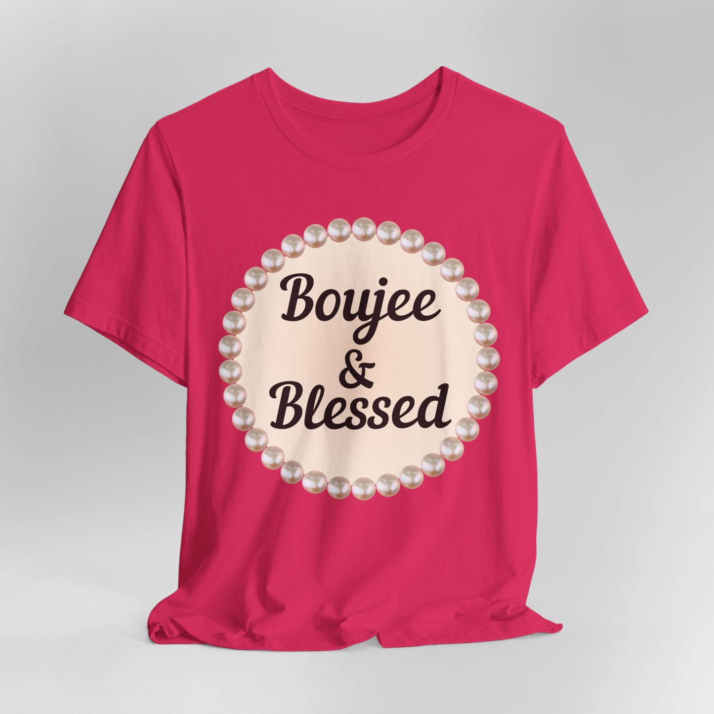 CUSTOMIZABLE Boujee & Blessed Pearl Emblem Jersey Tee