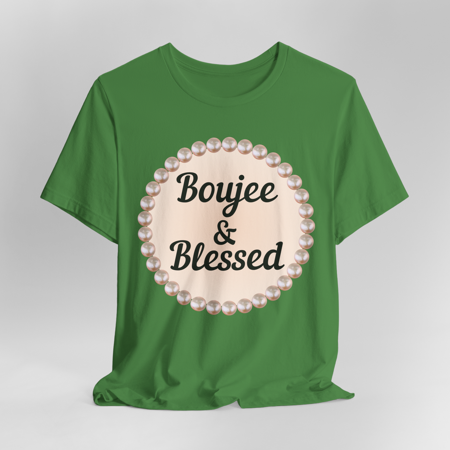 CUSTOMIZABLE Boujee & Blessed Pearl Emblem Jersey Tee