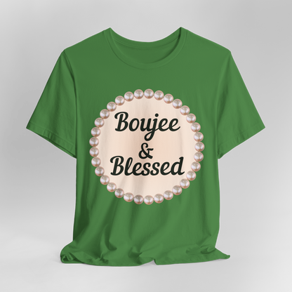 CUSTOMIZABLE Boujee & Blessed Pearl Emblem Jersey Tee