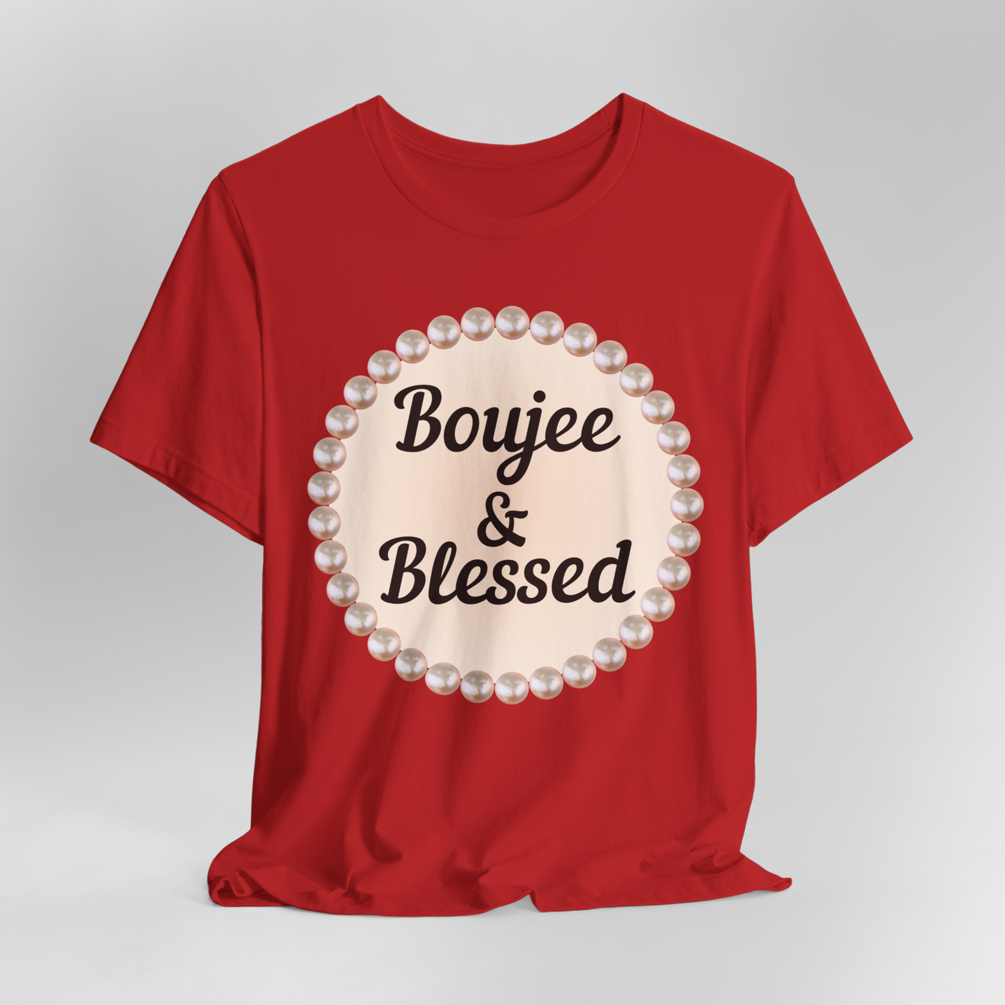 CUSTOMIZABLE Boujee & Blessed Pearl Emblem Jersey Tee