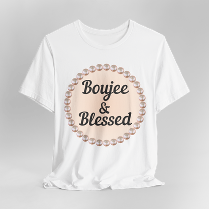 CUSTOMIZABLE Boujee & Blessed Pearl Emblem Jersey Tee