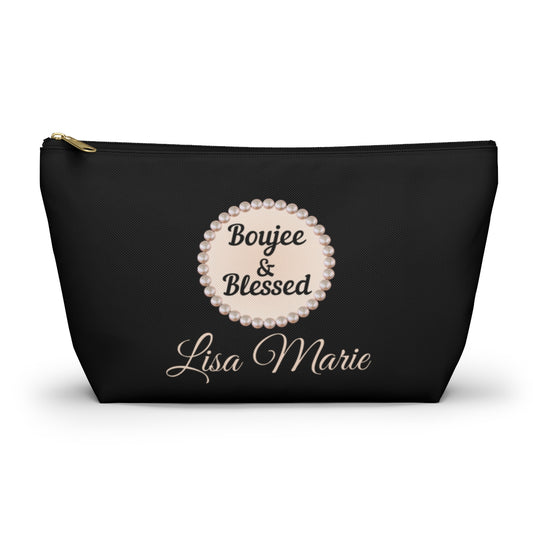 Personalized Boujee & Blessed T-Bottom Accessory Pouch - 2 Sizes and 3 Designs