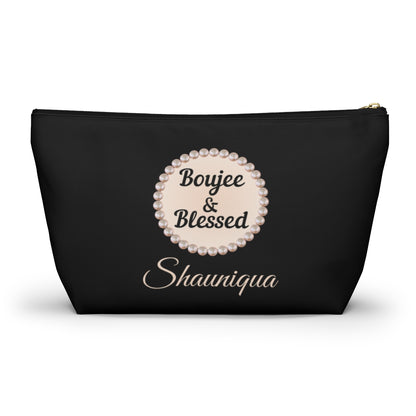 Personalized Boujee & Blessed T-Bottom Accessory Pouch - 2 Sizes and 3 Designs