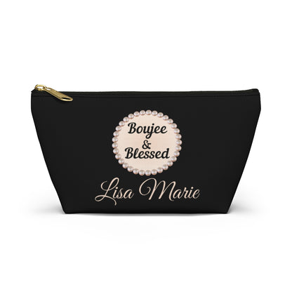 Personalized Boujee & Blessed T-Bottom Accessory Pouch - 2 Sizes and 3 Designs