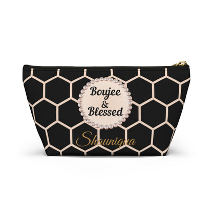 Personalized Boujee & Blessed T-Bottom Accessory Pouch - 2 Sizes and 3 Designs