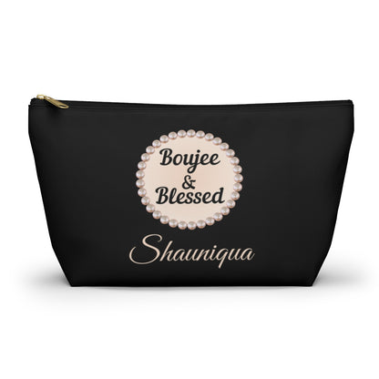 Personalized Boujee & Blessed T-Bottom Accessory Pouch - 2 Sizes and 3 Designs