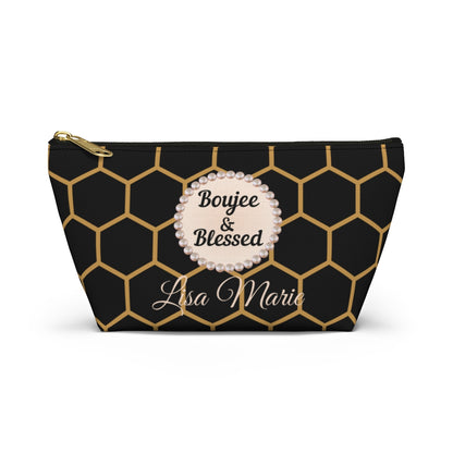 Personalized Boujee & Blessed T-Bottom Accessory Pouch - 2 Sizes and 3 Designs
