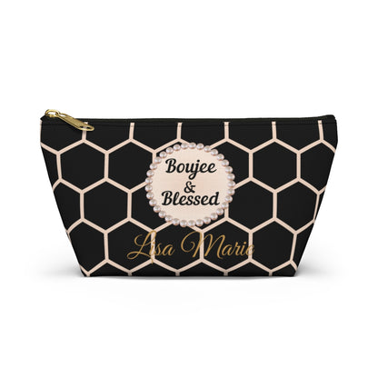 Personalized Boujee & Blessed T-Bottom Accessory Pouch - 2 Sizes and 3 Designs
