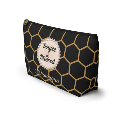 Personalized Boujee & Blessed T-Bottom Accessory Pouch - 2 Sizes and 3 Designs