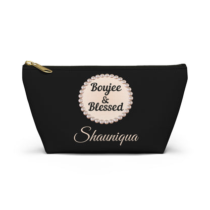 Personalized Boujee & Blessed T-Bottom Accessory Pouch - 2 Sizes and 3 Designs