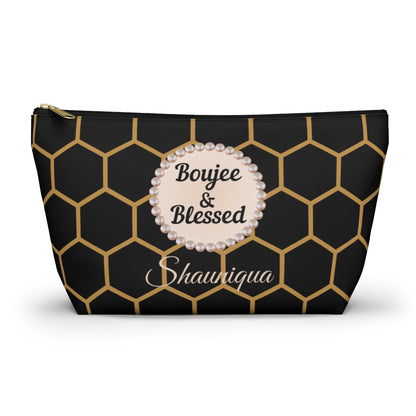 Personalized Boujee & Blessed T-Bottom Accessory Pouch - 2 Sizes and 3 Designs