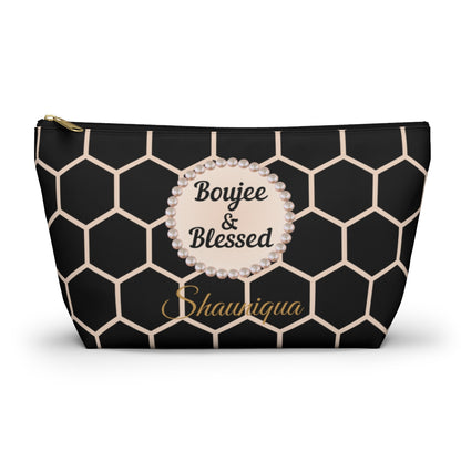 Personalized Boujee & Blessed T-Bottom Accessory Pouch - 2 Sizes and 3 Designs