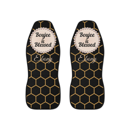 Personalized Boujee & Blessed Pearl-Emblem Car Seat Covers