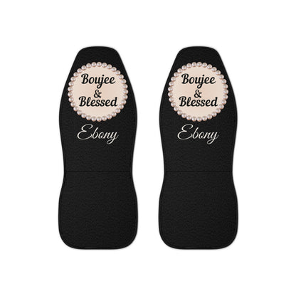 Personalized Boujee & Blessed Pearl-Emblem Car Seat Covers