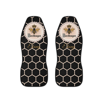 Personalized Bee Boujee Pearl-Emblem Car Seat Covers - Light Orange Honeycomb