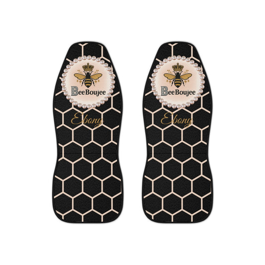 Personalized Bee Boujee Pearl-Emblem Car Seat Covers - Light Orange Honeycomb