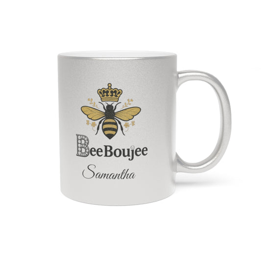 PERSONALIZED Bee Boujee Metallic Mug (Gold & Silver) - 11 oz